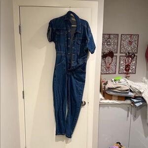 We The Free Blue Denim Jumpsuit